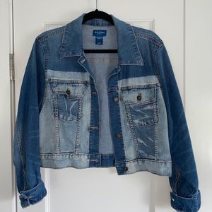 Two Tone Cropped Denim Jacket